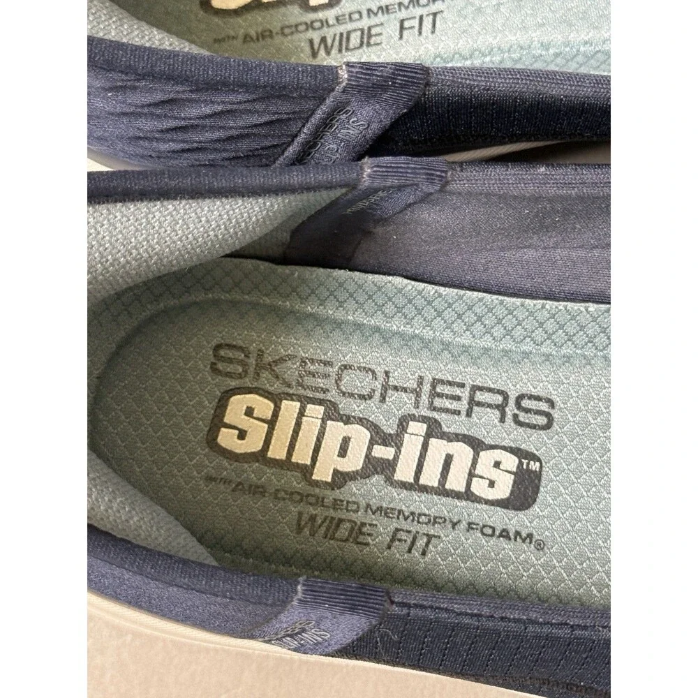 Skechers Slip-Ins Navy  Walk Shoes Womens 10 Memory Foam Comfort Casual Wide Fit
